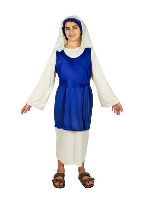 Costume Pastorella del Presepe Blu Royal Bambina Tg 3/4 anni a 11/12anni