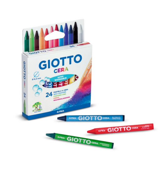 24 Pastelli a Cera Giotto – Colori Brillanti per Disegno e Scuola