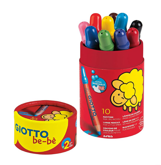Be-Bè Barattolo 10 Matitoni Pastelli – Colori Sicuri per Bambini