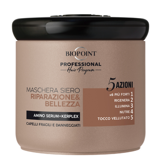 Maschera Siero Riparazione e Bellezza 5 Azioni - Ripara, Nutre e Illumina i Capelli Danneggiati