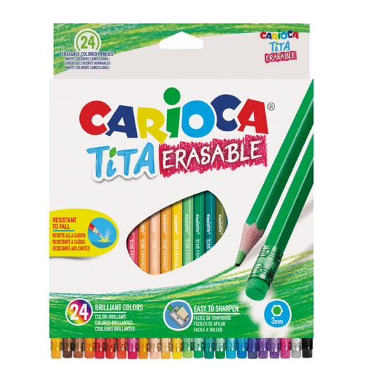 24 Pastelli Cancellabili Tita Erasable – Resistenti alla Caduta con Gomma