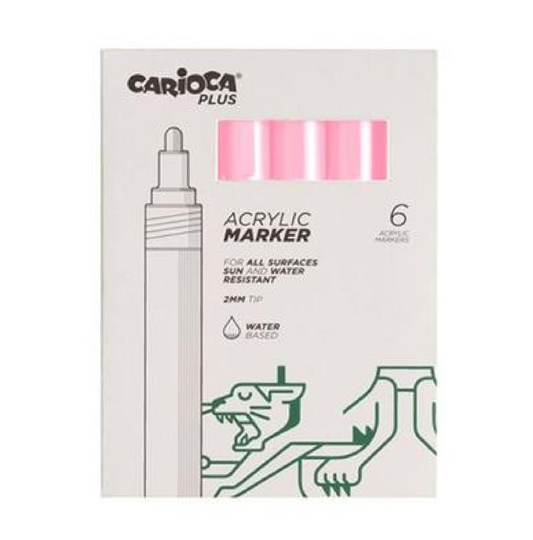 6 Marcatori Acrilici Rosa Fluo – Colore Neon per Tutte le Superfici