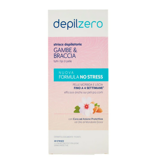 Strisce Depilatorie Gambe e Braccia con Olio di Mandorla 20pz – Depilazione Delicata e Pelle Liscia