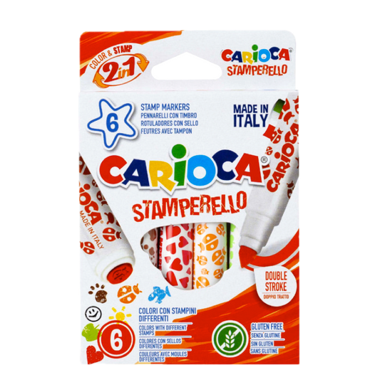 6 Pennarelli Stamperello 2in1 – Doppio Tratto con Timbri Creativi