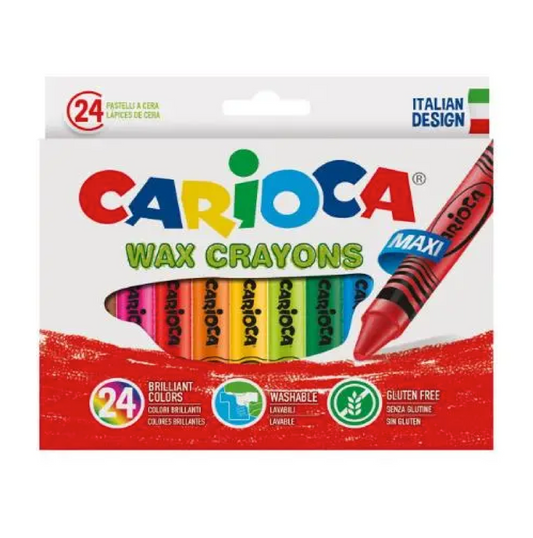 24 Pastelli a Cera Wax Crayons Maxi – Lavabili e Colori Brillanti