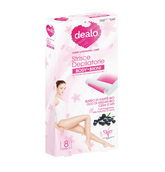 Strisce Depilatorie Corpo e Bikini Bacche di Acai 8pz – Depilazione Delicata e Pelle Liscia