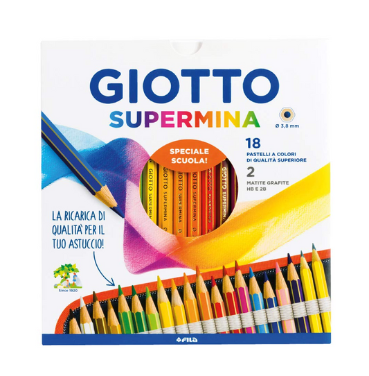 18 Pastelli Supermina – Colori Intensi e Mina Resistente