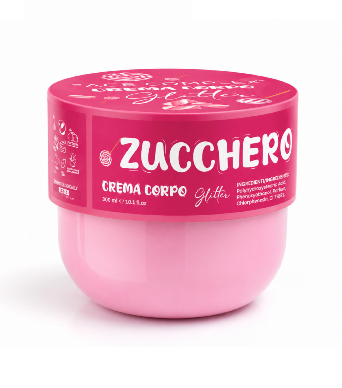 Crema e Acqua Corpo Glitter Pesca PannaeFragola Zucchero Filato - Crema 300ml e Acqua Corpo Spray 250ml
