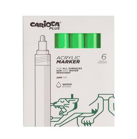 6 Marcatori Acrilici Verde Chiaro Carioca – Colore Brillante per Tutte le Superfici