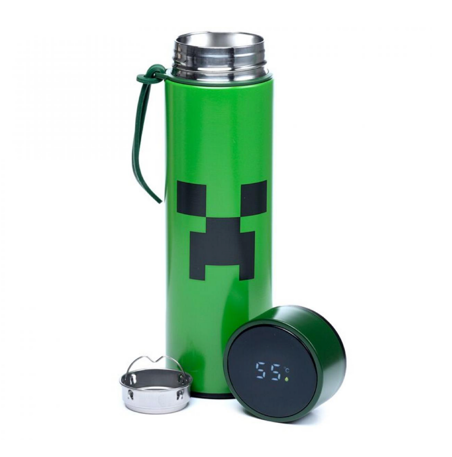 Bottiglia Termica Minecraft Creeper in Acciaio con Termometro