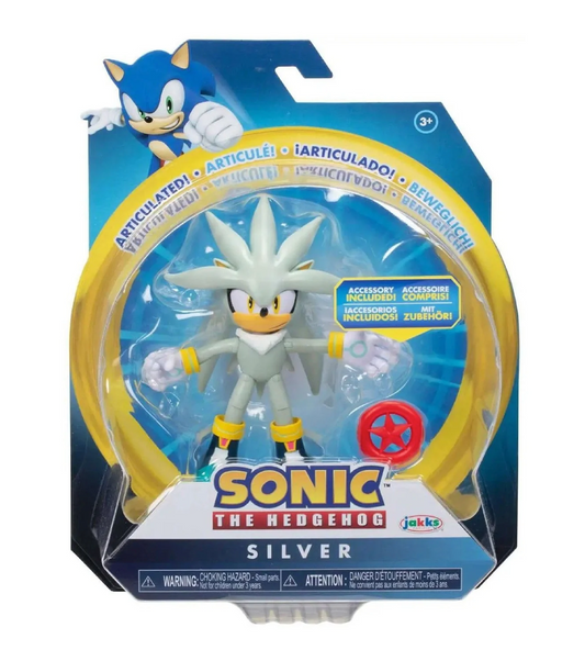 Sonic the Hedgehog Action Figure Silver con Red Star - Personaggio Articolato