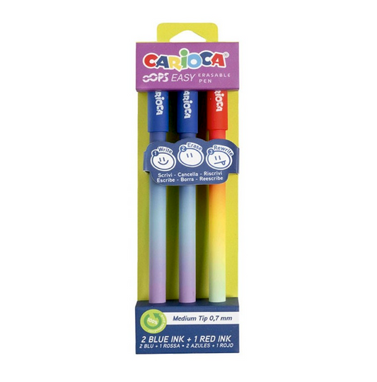 Blister 3 Penne Oops Easy – 2 Blu + 1 Rossa Cancellabili