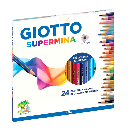 24 Pastelli Giotto Supermina – Colori Brillanti per Scuola e Disegno