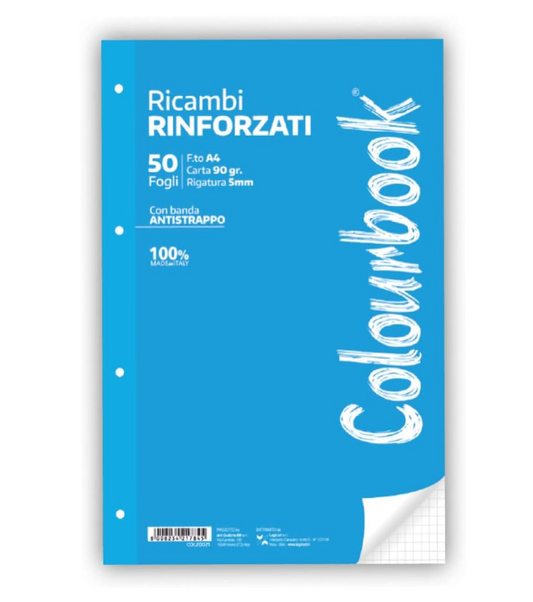 Ricambi Rinforzati 50Fogli Quadretti Medie e Superiori - 5mm