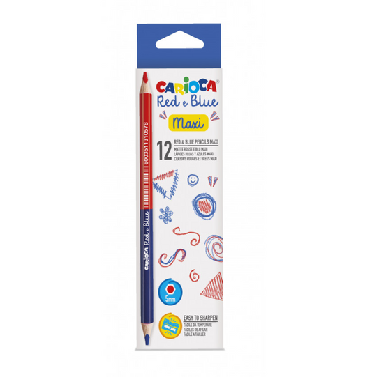 12 Matite Maxi Rosso e Blu Doppia Punta – Pastelli Bicolore Scuola