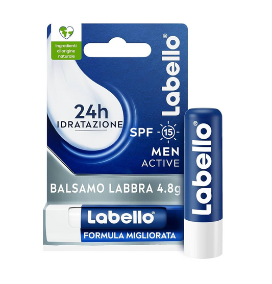 Labello Active For Men Stick 24H Idratazione 4,8g – Balsamo Labbra Uomo