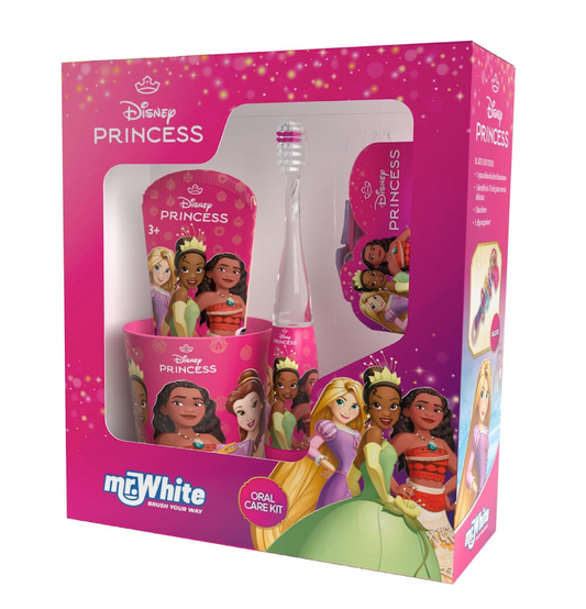 Cofanetto Princess Spazzolino Elettrico + Dentifricio 75ml + Bicchiere + 6 Fermagli – Igiene Dentale Bambini
