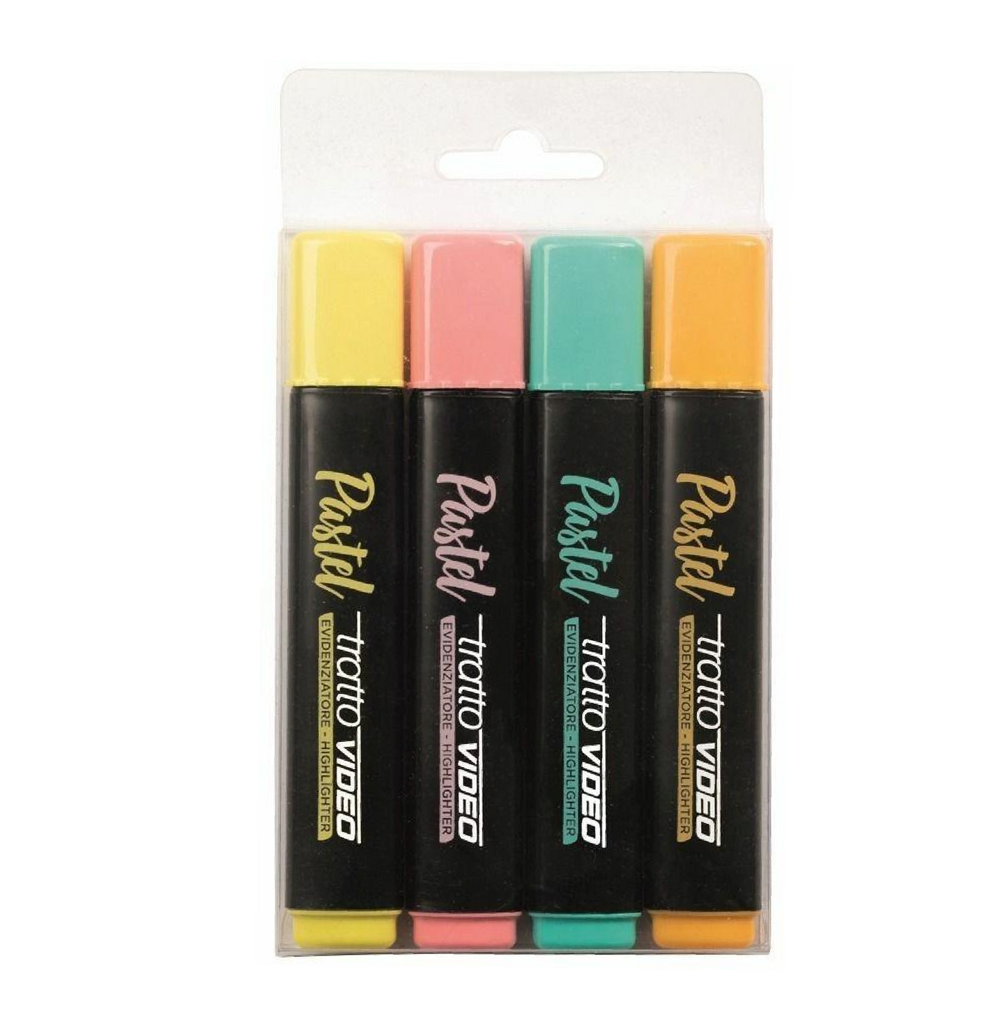 Bustina 4 Evidenziatori Tratto Video Pastel – Set Colori Soft e Scrittura Fluida