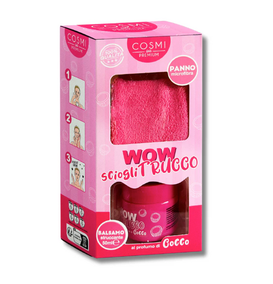 Cofanetto WOW Scioglitrucco Cocco 50g + Panno | Balsamo Struccante Viso Delicato
