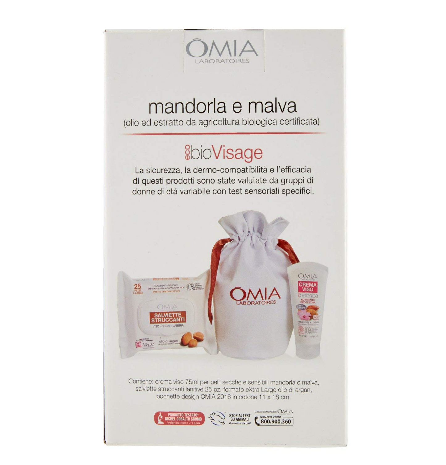 Cofanetto Viso Mandorla – Crema Viso + Salviette Struccanti + Pochette Eco Bio