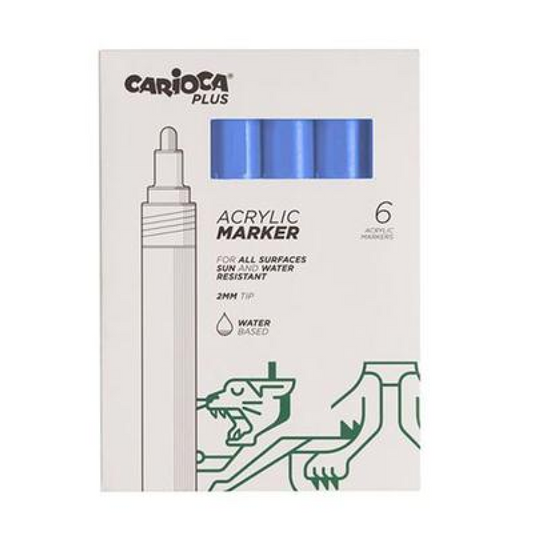 6 Marcatori Acrilici Azzurro – Colore Intenso per Tutte le Superfici
