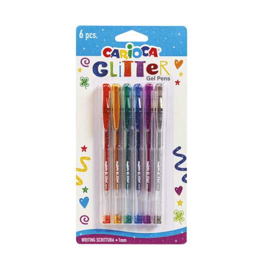 Set 6 Penne Gel Glitter – Penne Colorate Effetto Glitter per Scrittura e Disegno