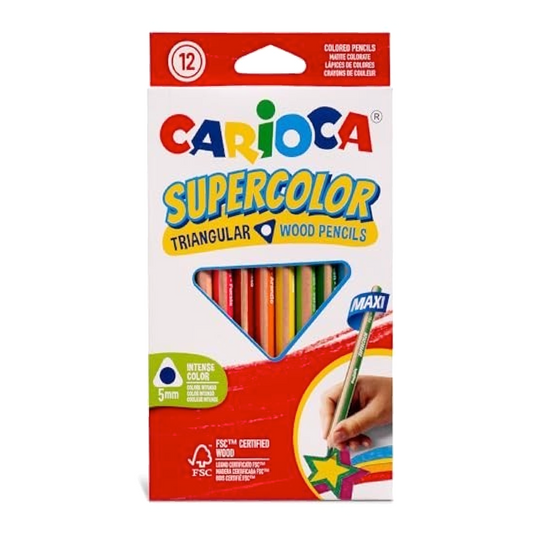 12 Pastelli Supercolor Triangular – Colori Intensi e Presa Ergonomica