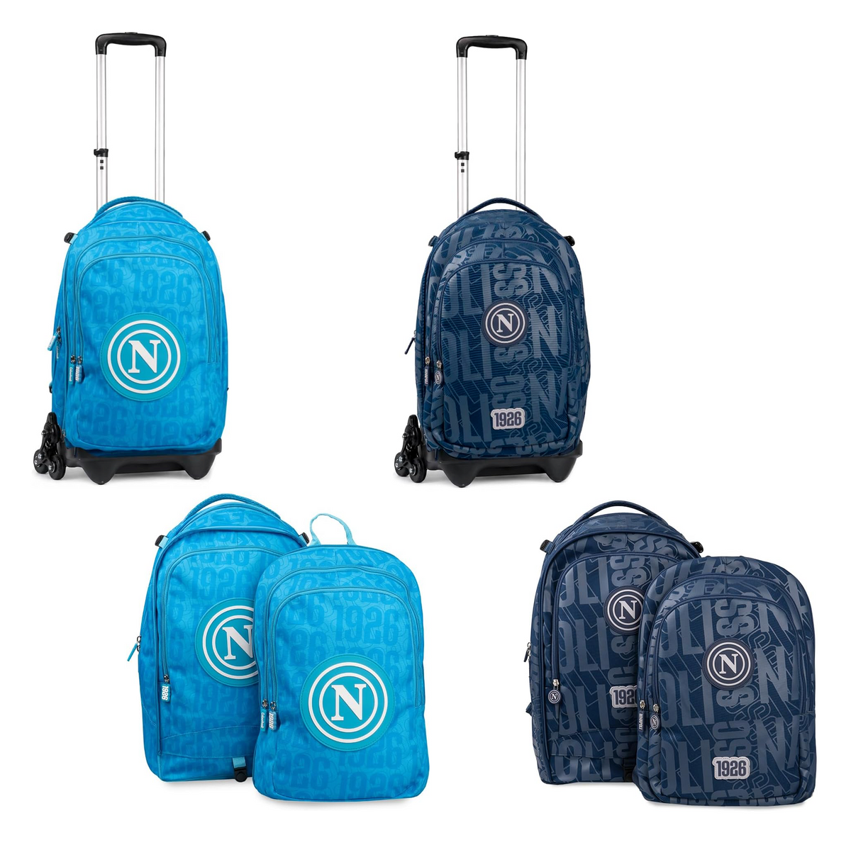 Zaino Trolley SSC Napoli  2027 Ruote e Spallacci con Mini Palla Omaggio 4in1