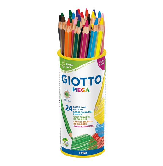 Barattolo 24 Pastelli Mega – Colori Maxi per Scuola e Creatività