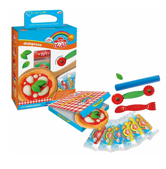 DIDO’ Giocacrea Pizza – Set Pasta Modellabile con Accessori e 6 Salsicciotti