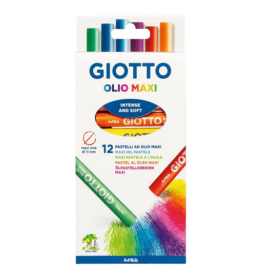 Olio Maxi 12 Pastelli a Olio - Colori Intensi e Morbidi