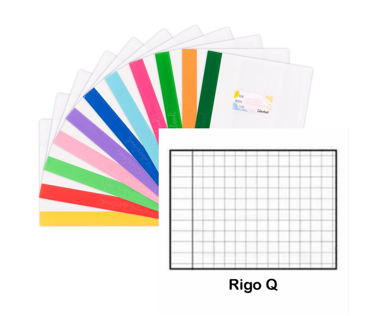 Set 6 Quaderni Maxi Colourbook 100g Plus - Rigature Elementari Medie e Superiori 100g + 6 Copriquaderni Con Etichetta
