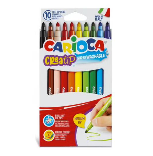 10 Pennarelli Creatip – Colori Lavabili per Scuola e Bambini