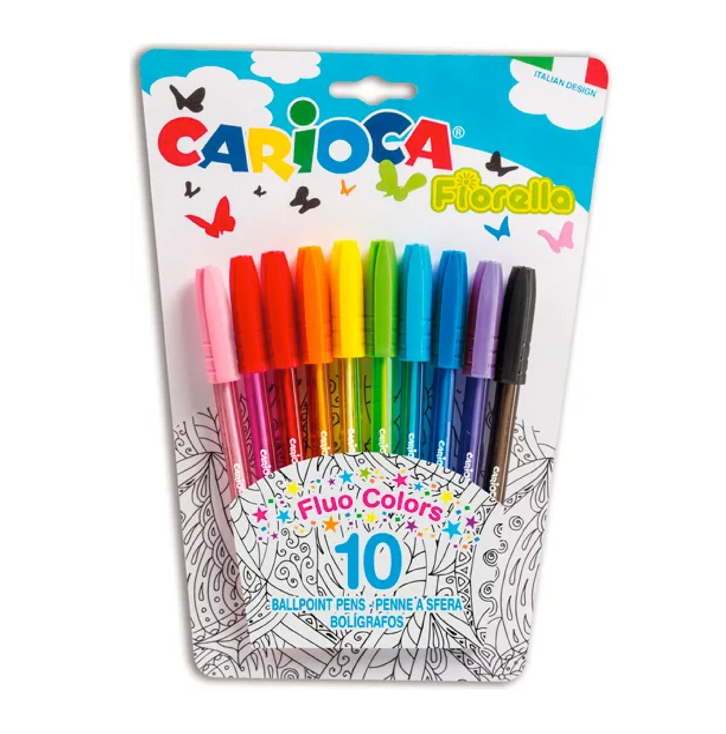 Set 10 Penne a Sfera Fluo Fiorella – Penne Colorate Scrittura Fluida