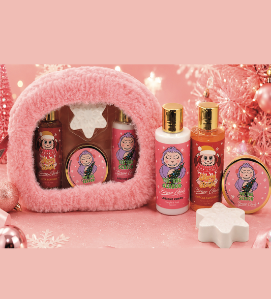 Beauty Case Peluche Rosa Pop Xmas | Kit Bagno Vaniglia e Rose