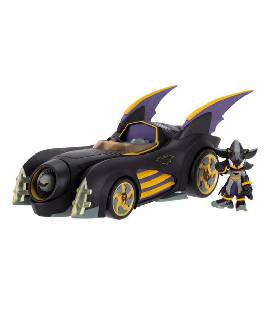 DC x Sonic Shadow Batman Action Figure con Batmobile | Set Veicolo + Personaggio