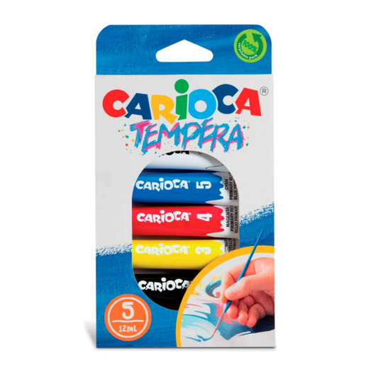 5 Tempere in Tubetto Carioca 12 ml – Colori per Pittura e Bambini