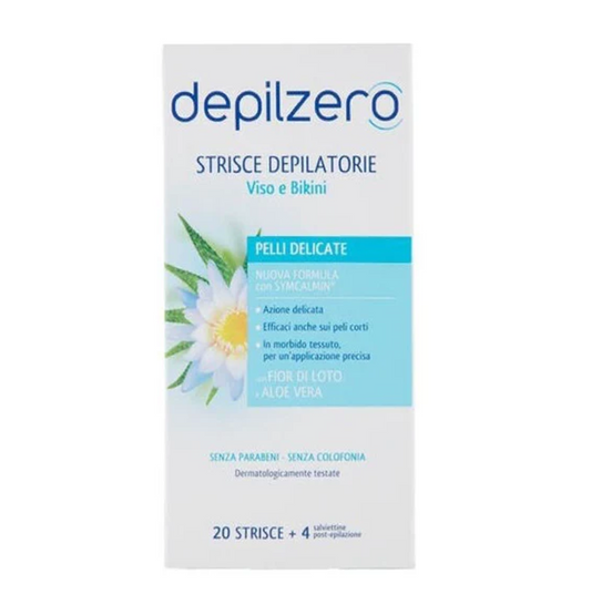 Strisce Depilatorie Viso e Bikini Loto e Aloe Vera 20pz – Depilazione Delicata e Pelle Liscia