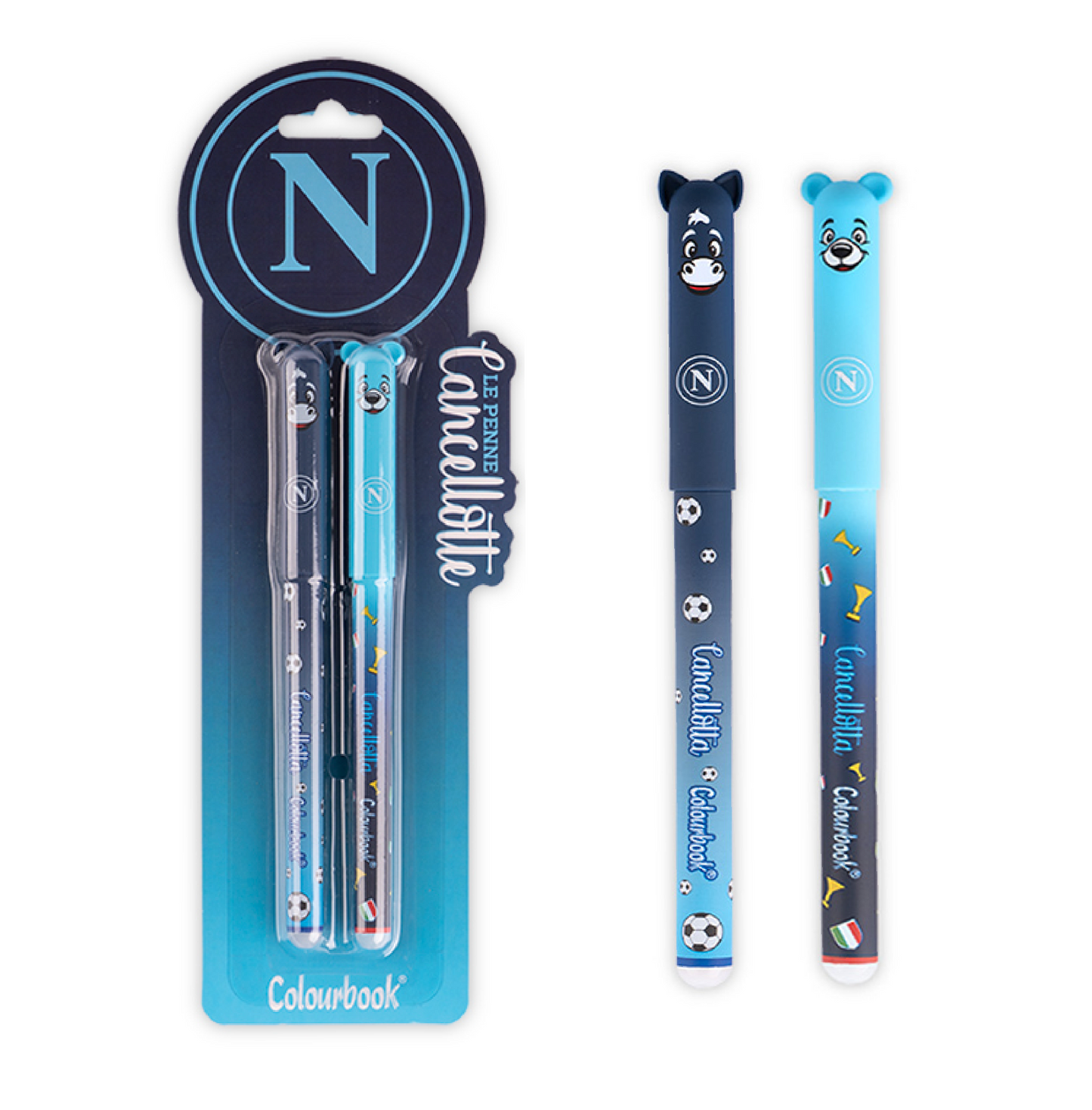 SSC Napoli Penne Cancellabili Colourbook – Set 2 Pezzi Blu e Rosso