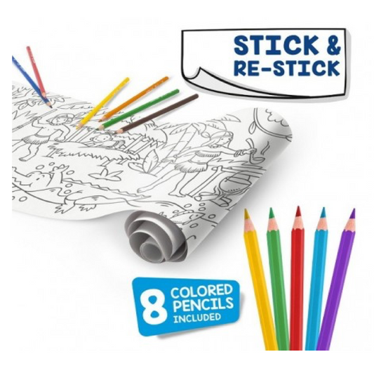 Coloring Roll Jungle 200x30 cm – Rotolo Carta Adesiva + 8 Matite Colorate