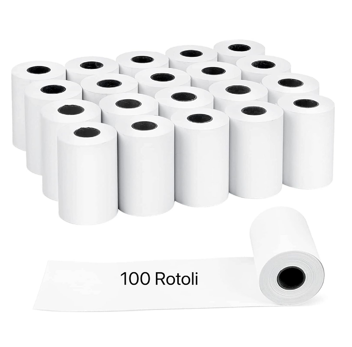 Rotolo Termico 57/20 per POS e Cassa | Confezione 100 Rotoli BPA Free
