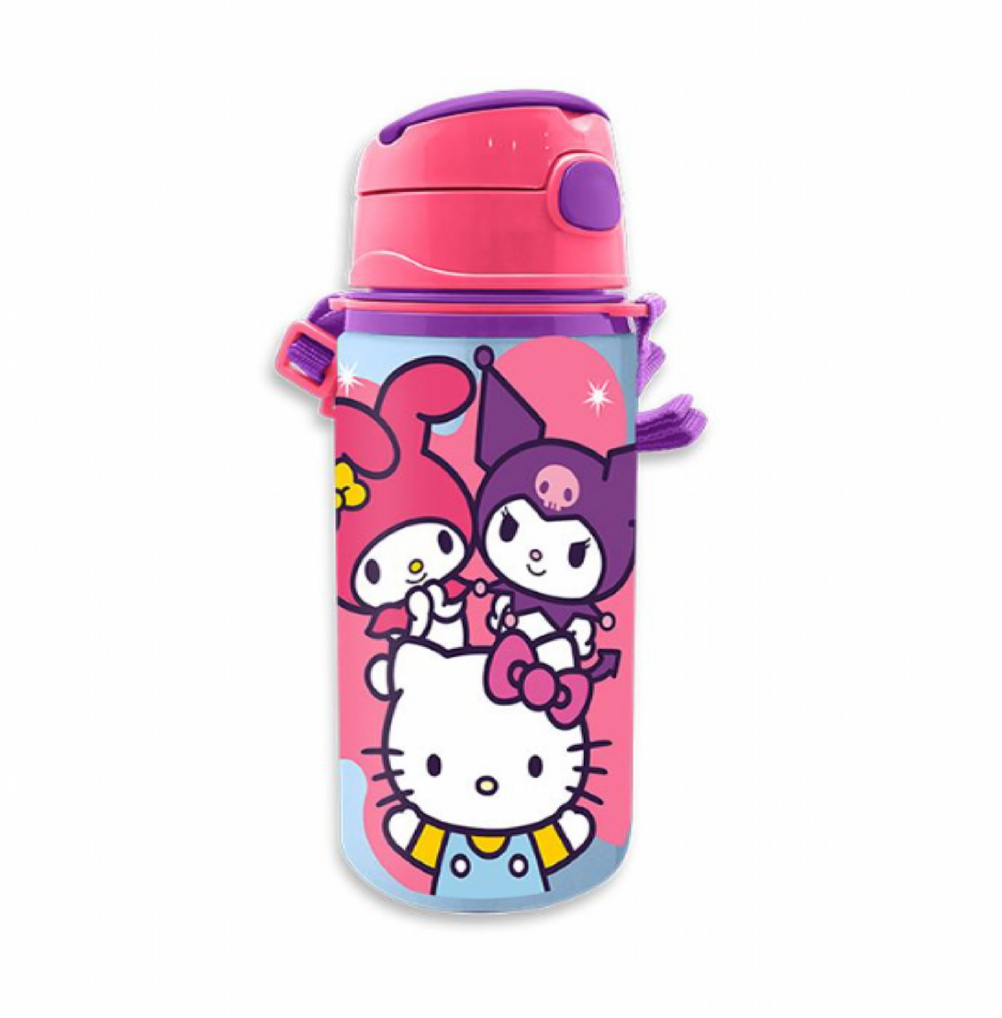 Borraccia Hello Kitty Kuromi 600 ml con Cannuccia e Beccuccio in Silicone