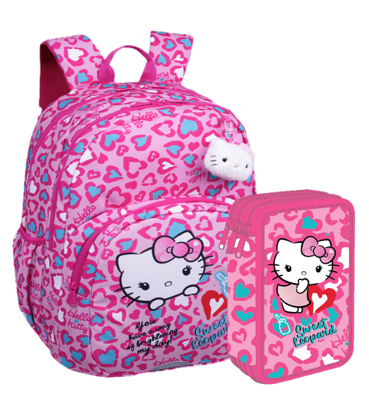 Zaino Scuola Hello Kitty Rosa | Modello Rider 2 Scomparti 27L