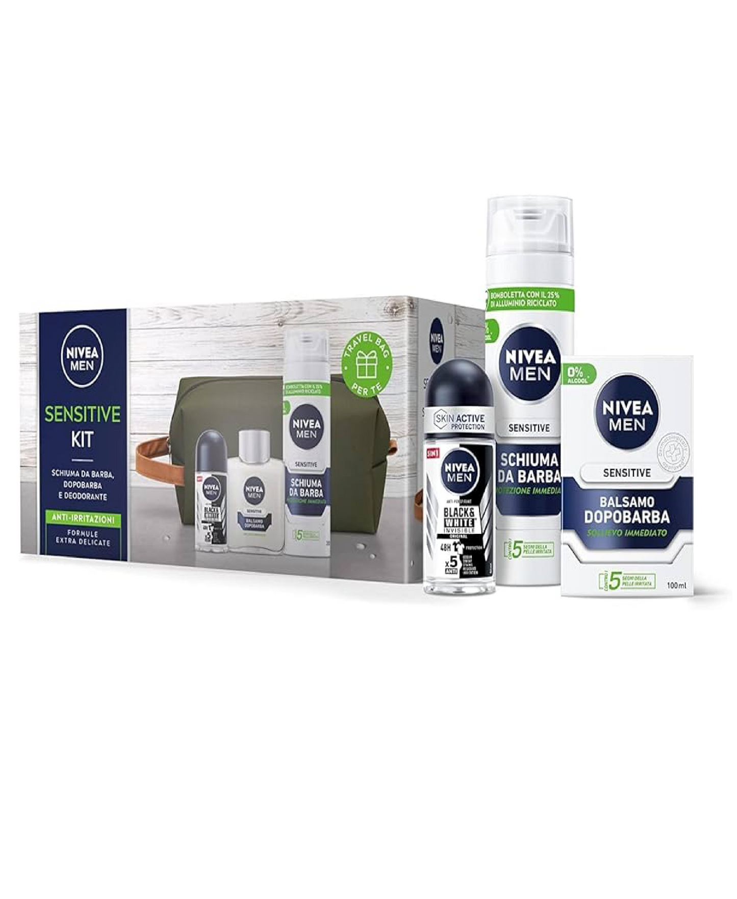 Men Sensitive Kit – Schiuma da Barba + Balsamo Dopobarba + Deodorante