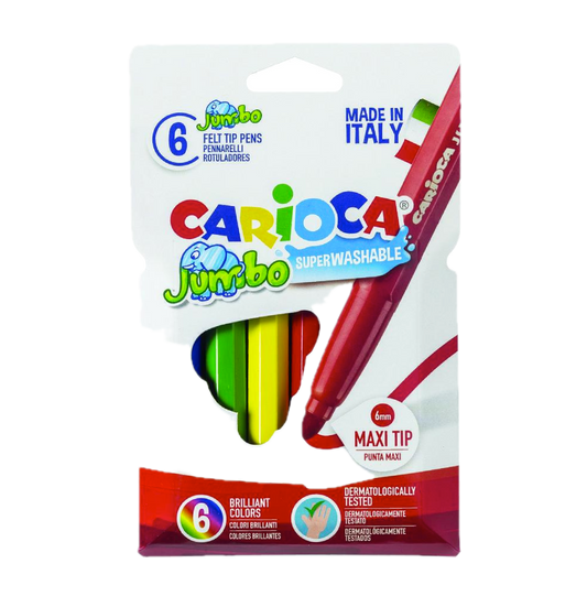 6 Pennarelli Jumbo Lavabili – Punta Maxi e Colori Vivaci