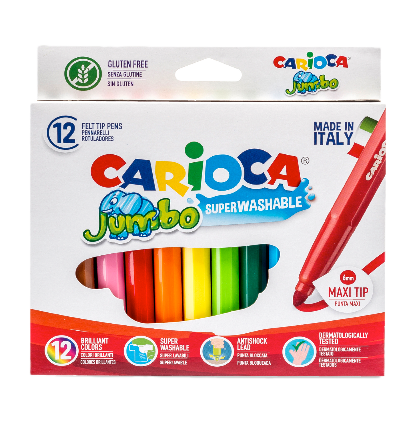 12 Pennarelli Jumbo Lavabili – Punta Maxi e Colori Vivaci