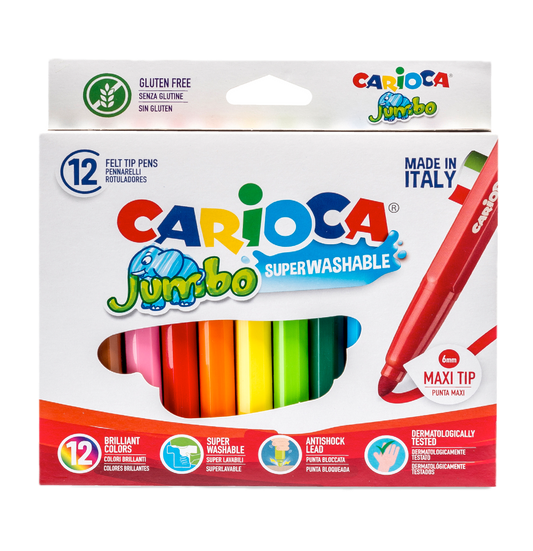12 Pennarelli Jumbo Lavabili – Punta Maxi e Colori Vivaci