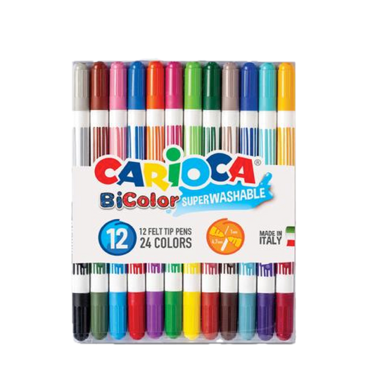 12 Pennarelli Bicolor Super Lavabili – Doppia Punta per Colori Doppi