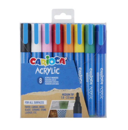 8 Marcatori Acrilici Punta Media – Colori Acrilici per Disegno e DIY