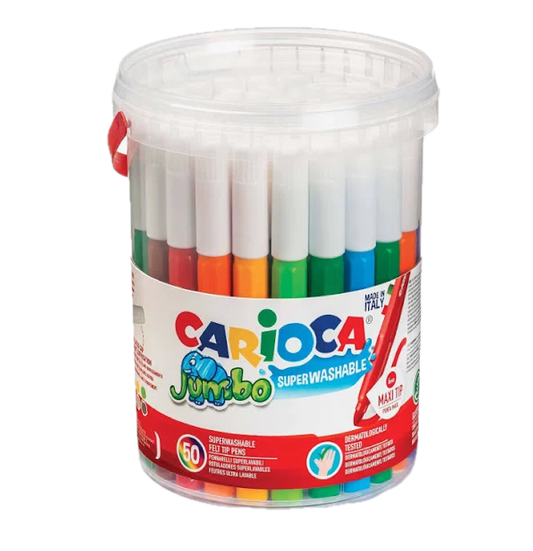 Barattolo 50 Pennarelli Jumbo – Colori Maxi per Bambini e Scuola